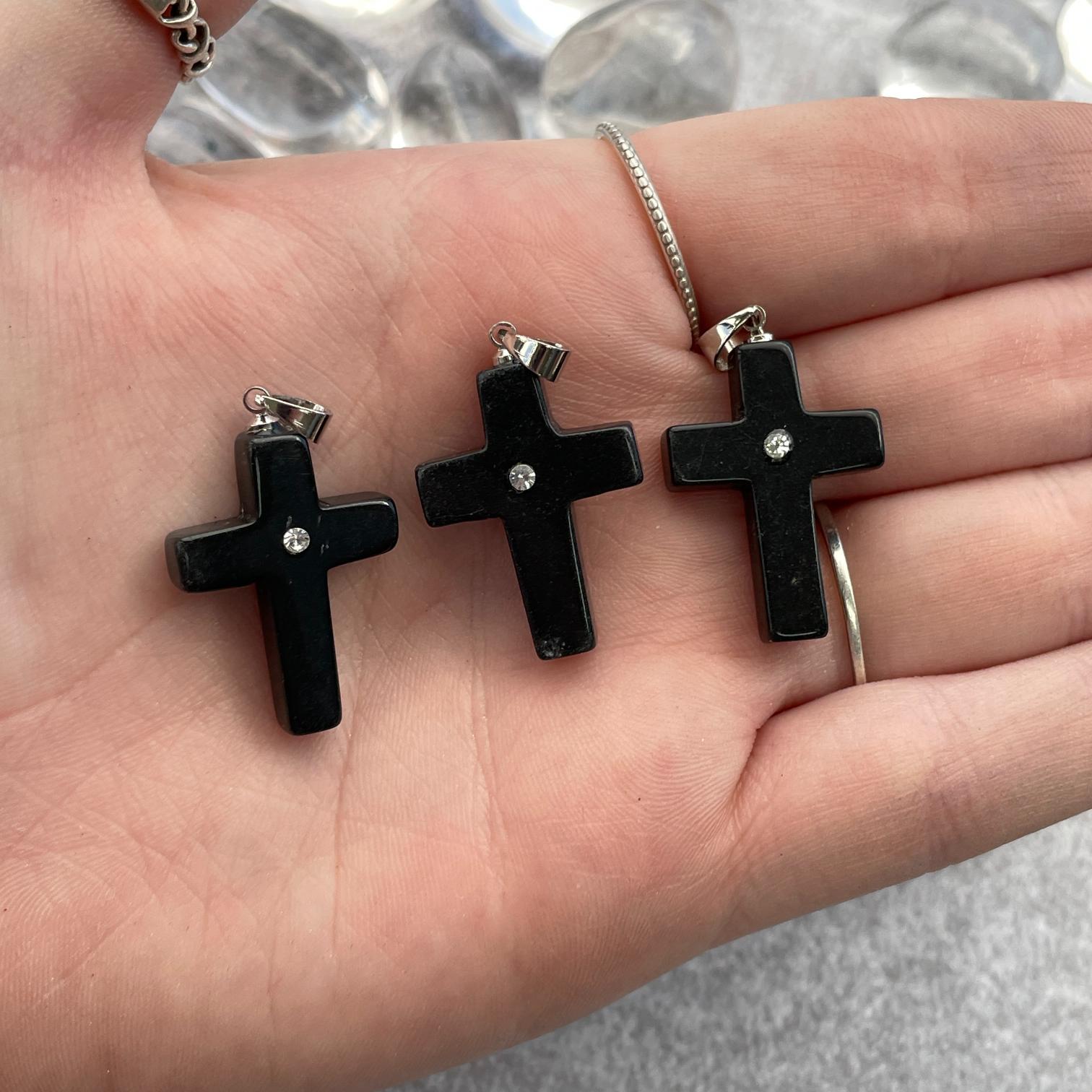 Black Tourmaline Cross Pendant Black Tourmaline Cross Pendant
